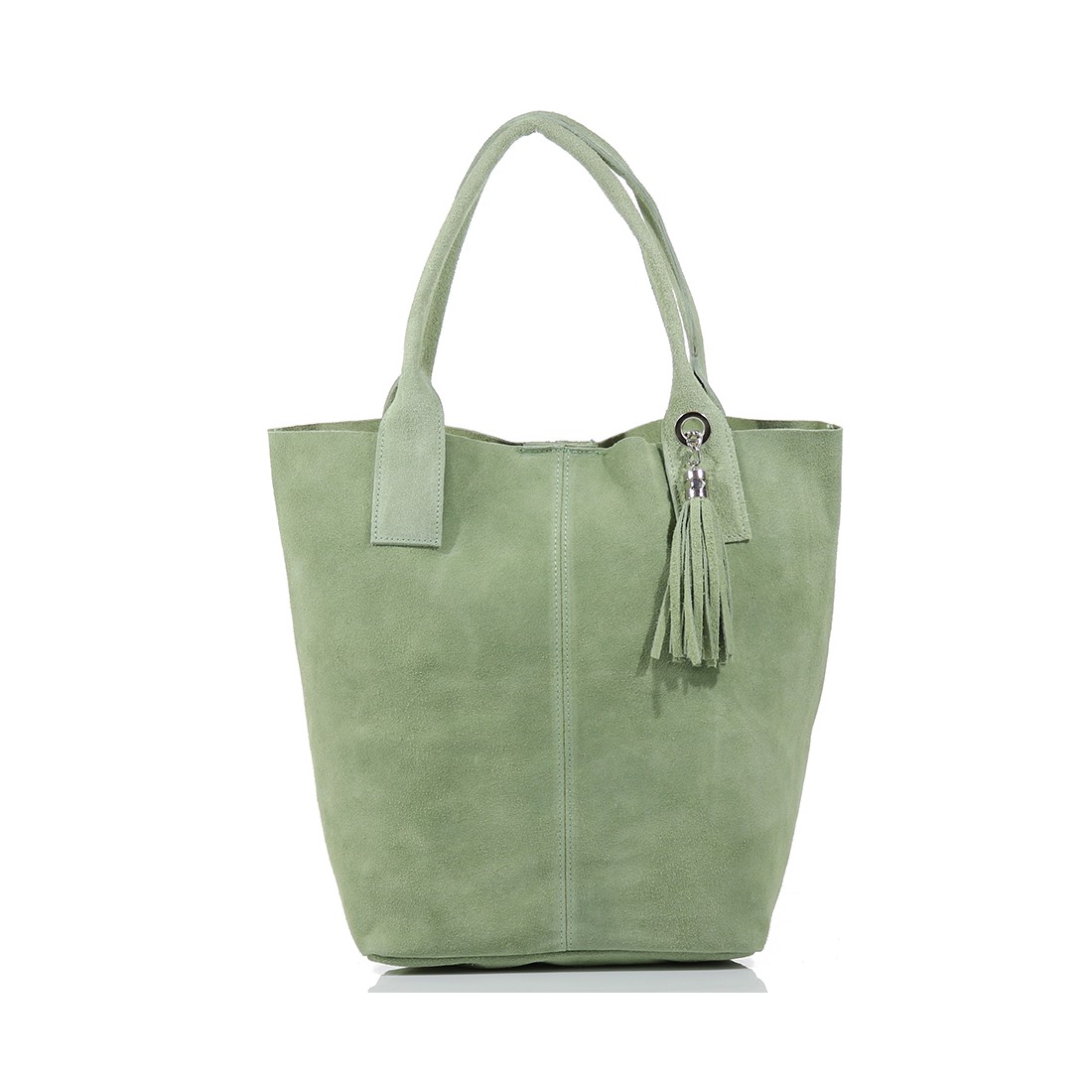Δερμάτινη Suede Τσάντα Χειρός & Ώμου Shopping Bag Μέντα J&A BAGS