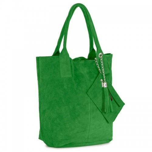 Δερμάτινη Suede Τσάντα Χειρός & Ώμου Shopping Bag Πράσινο J&A BAGS
