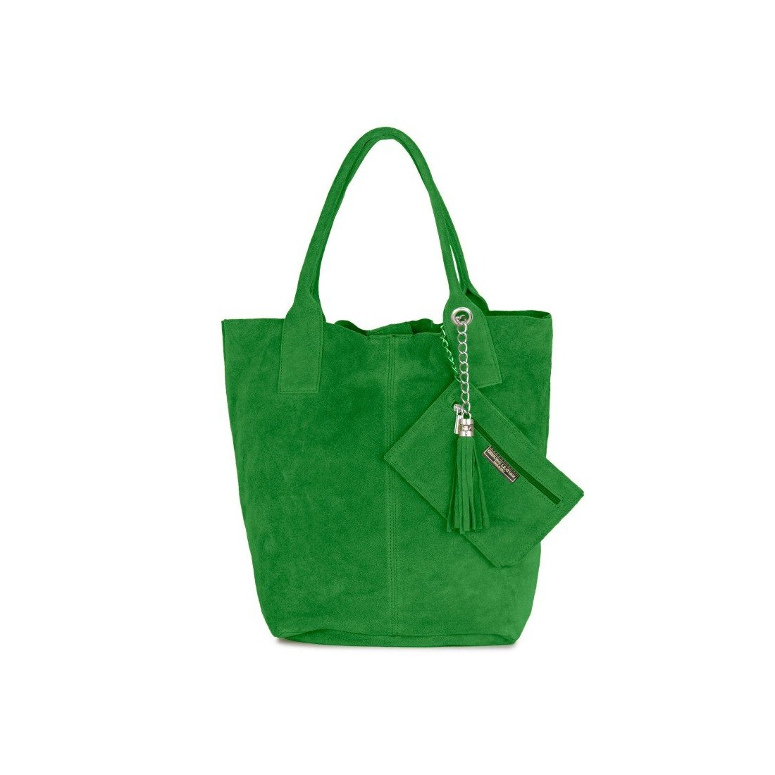 Δερμάτινη Suede Τσάντα Χειρός & Ώμου Shopping Bag Πράσινο J&A BAGS