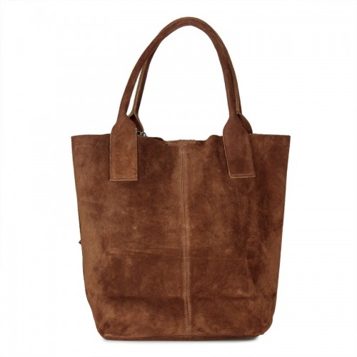 Δερμάτινη Suede Τσάντα Χειρός & Ώμου Shopping Bag Ταμπά J&A BAGS
