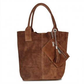 Δερμάτινη Suede Τσάντα Χειρός & Ώμου Shopping Bag Ταμπά J&A BAGS