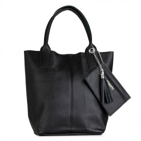 Leather Shoulder Bag Black J&A BAGS