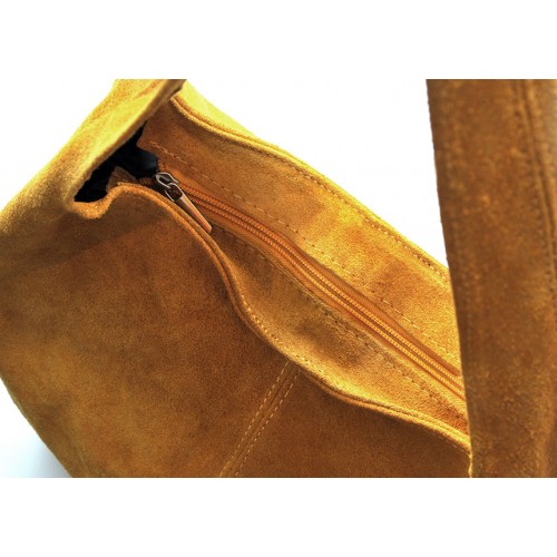 Δερμάτινη Suede Τσάντα Χειρός & Ώμου Shopping Bag Κίτρινο J&A BAGS