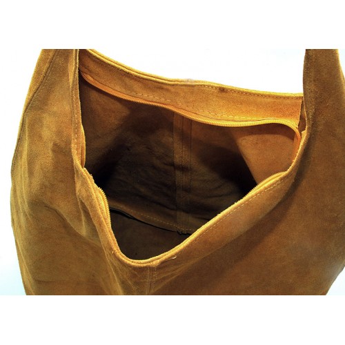 Δερμάτινη Suede Τσάντα Χειρός & Ώμου Shopping Bag Κίτρινο J&A BAGS