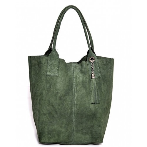 Δερμάτινη Σουέτ Τσάντα Χειρός-Ώμου J&A BAGS Πράσινο