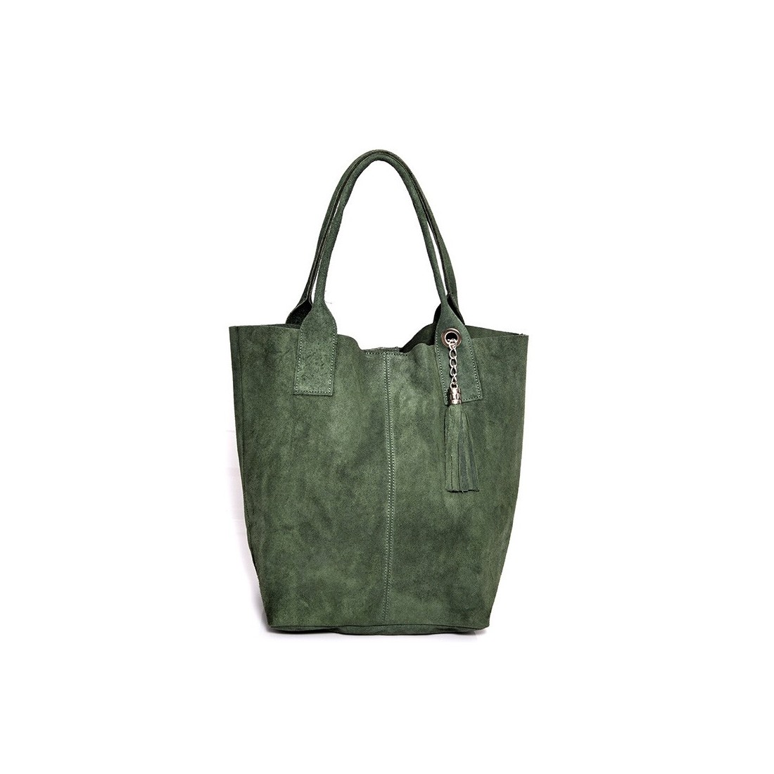 Δερμάτινη Suede Τσάντα Χειρός & Ώμου Shopping Bag Πράσινο J&A BAGS