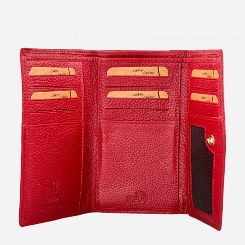 Δερμάτινο Γυναικείο Πορτοφόλι Κόκκινο Lavor 1-6019