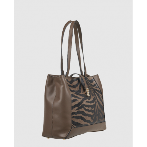 Τσάντα Χειρός-Ώμου Verde 16-8324 Animal Print Καφέ