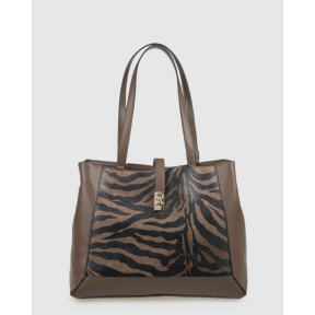 Τσάντα Χειρός-Ώμου Verde 16-8324 Animal Print Καφέ