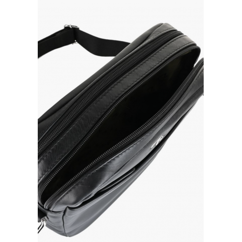 Δερμάτινο Τσαντάκι Ώμου-Χιαστί 7 Dots Uranus 60-122 Μαύρο