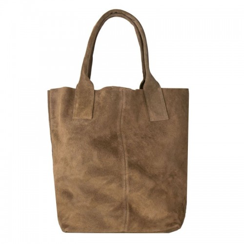 Δερμάτινη Suede Τσάντα Χειρός & Ώμου Shopping Bag Πούρο J&A BAGS