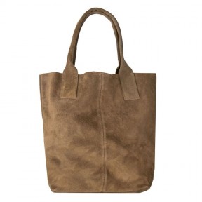 Δερμάτινη Suede Τσάντα Χειρός & Ώμου Shopping Bag Πούρο J&A BAGS